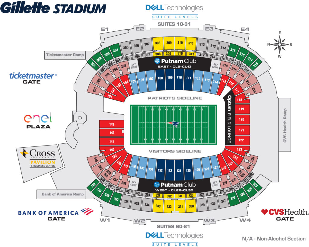 Patriots Seating Chart - Gillette Stadium