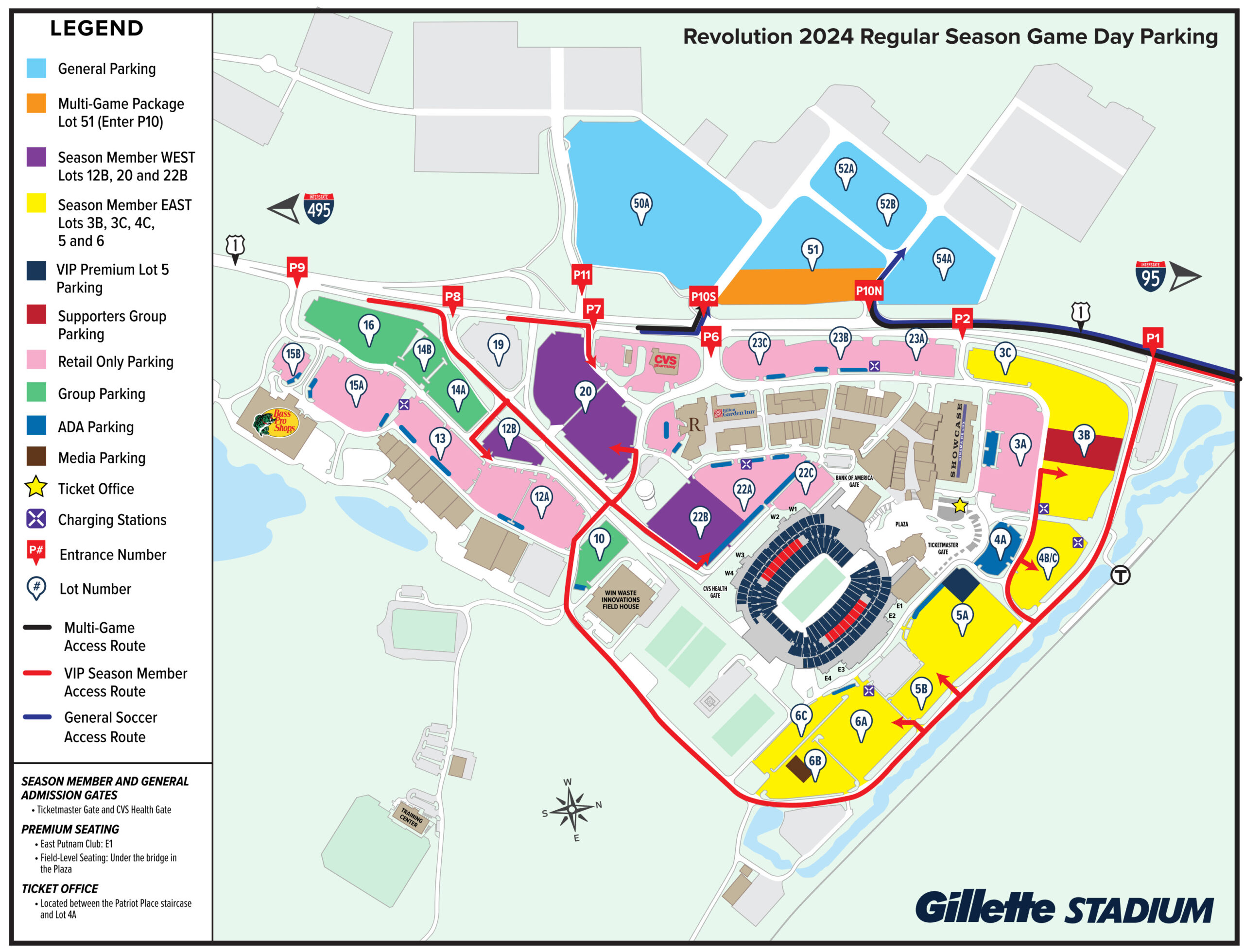 Revolution Parking Map - Gillette Stadium