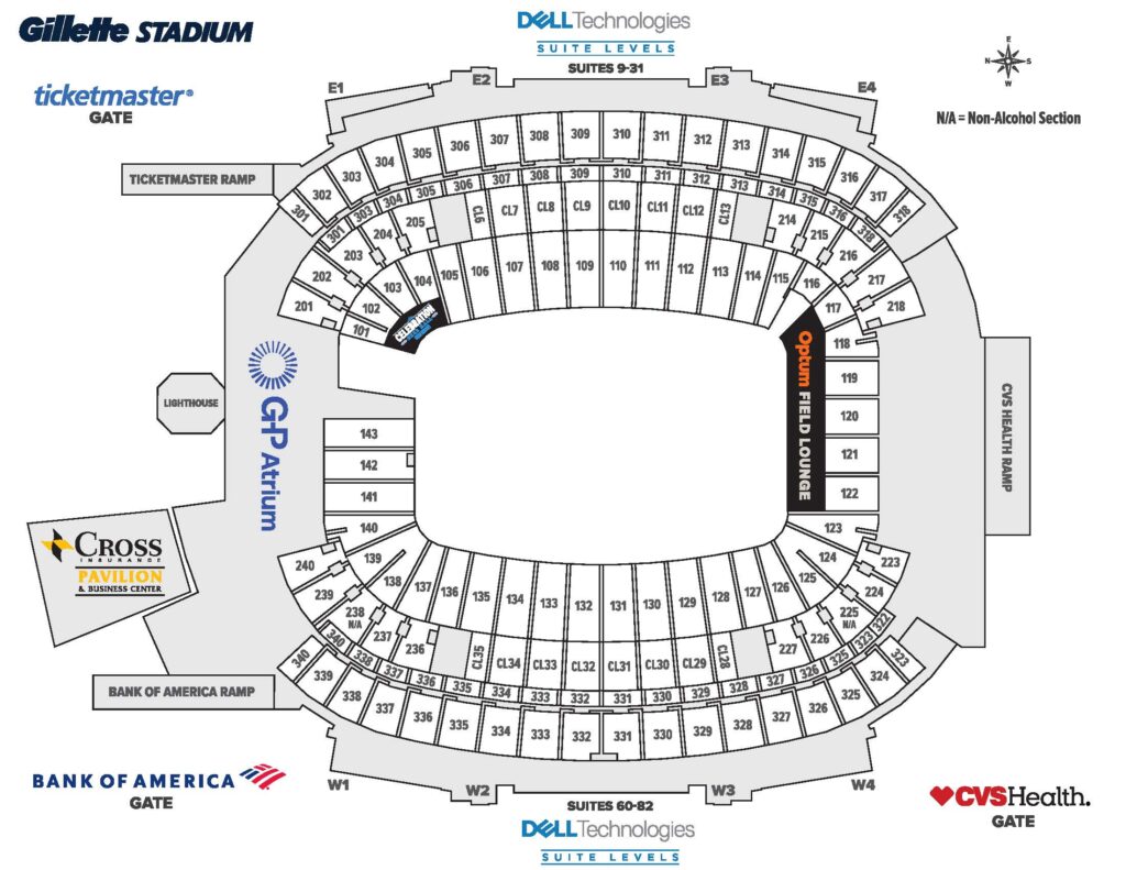 General Seating Chart - Gillette Stadium