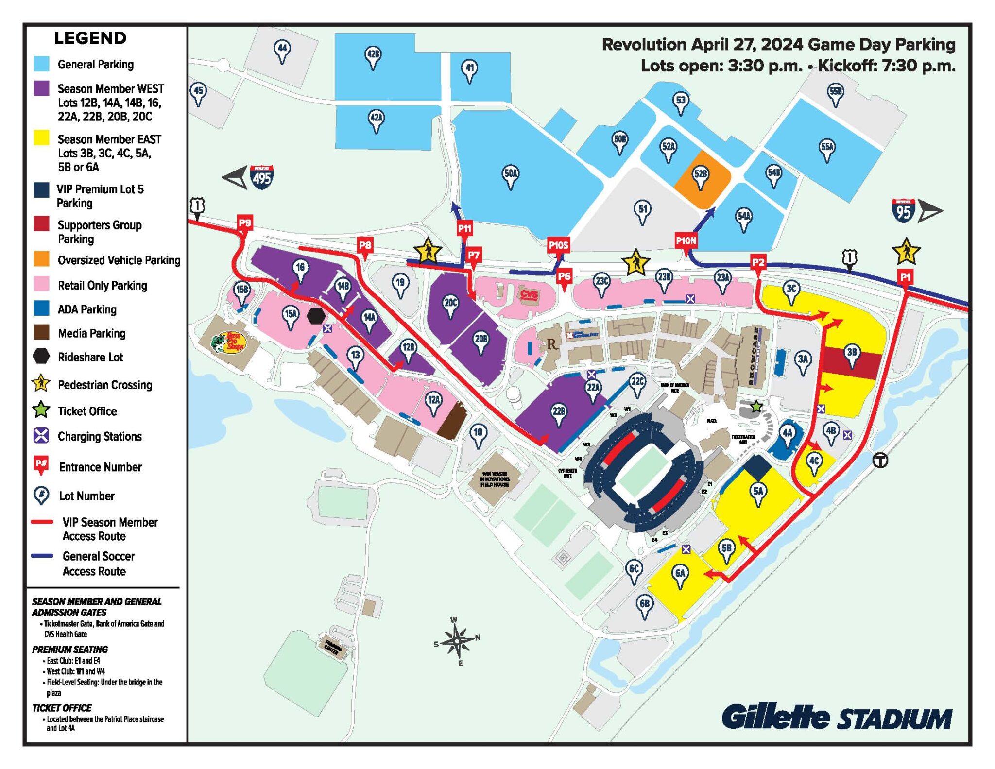 Revolution Parking Map - Gillette Stadium