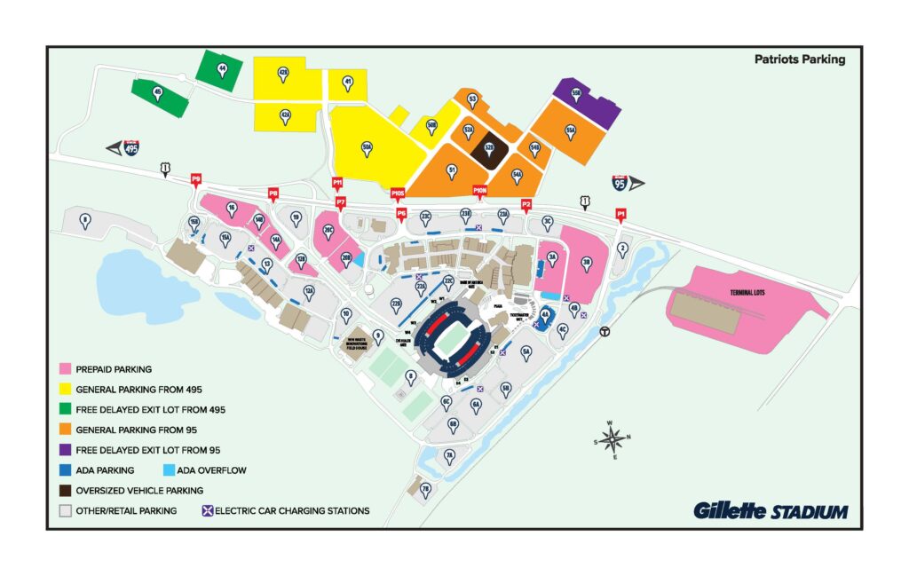 Patriots Parking Map - Gillette Stadium