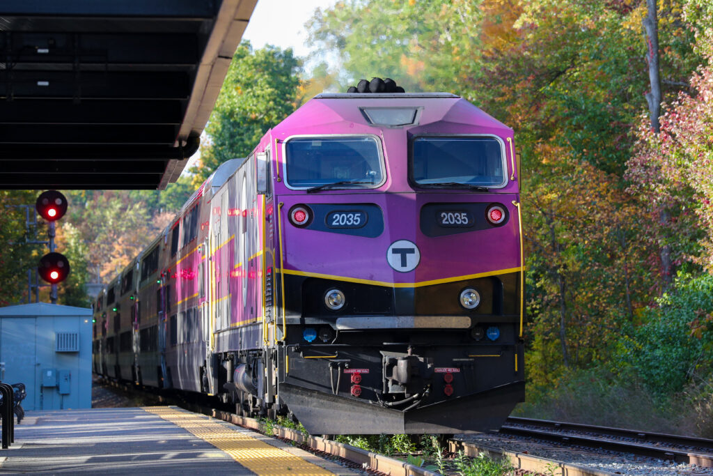 MBTA Train pulling into the station