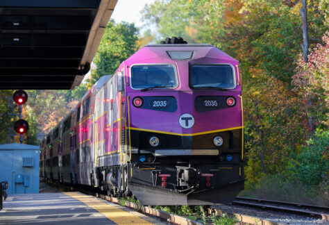 MBTA Train pulling into the station